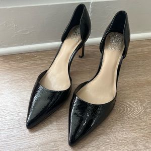 Vince Camuto black leather pointed toe heels. Perfect condition.